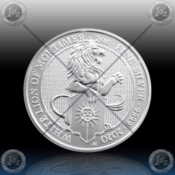 2oz V. BRITANIJA 5 Pounds 2020 "White Lion" UNC